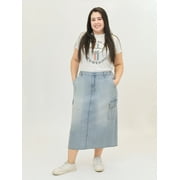 A3 Denim Women's Plus Size Utility Maxi Skirt, Sizes 16W-26W